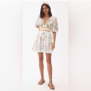 Anthropologie Deep-V Floral Mini Dress
